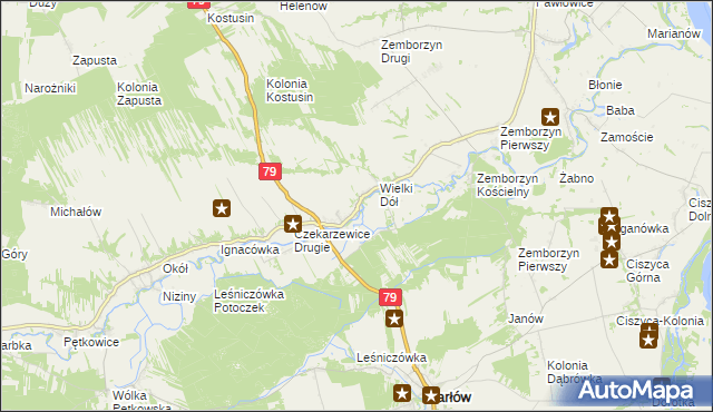 mapa Czekarzewice Pierwsze, Czekarzewice Pierwsze na mapie Targeo