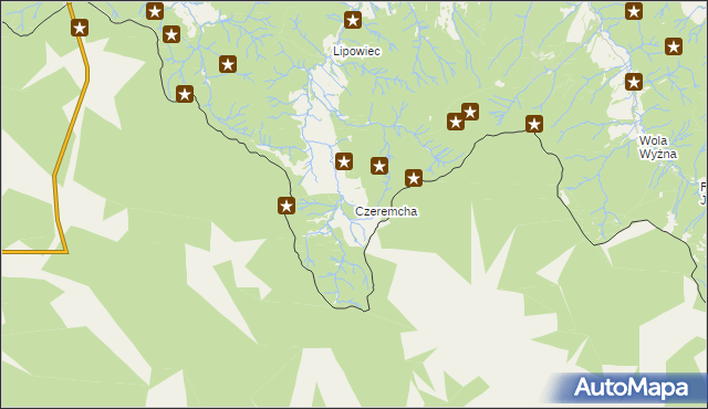 mapa Czeremcha gmina Jaśliska, Czeremcha gmina Jaśliska na mapie Targeo