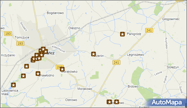 mapa Czerlin gmina Gołańcz, Czerlin gmina Gołańcz na mapie Targeo