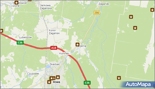 mapa Czerna gmina Iłowa, Czerna gmina Iłowa na mapie Targeo