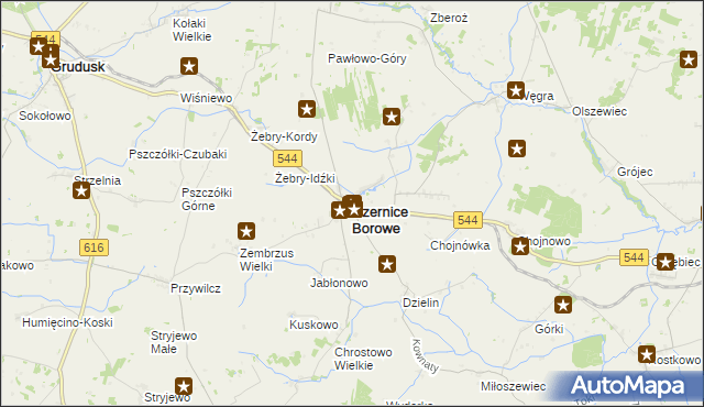 mapa Czernice Borowe, Czernice Borowe na mapie Targeo