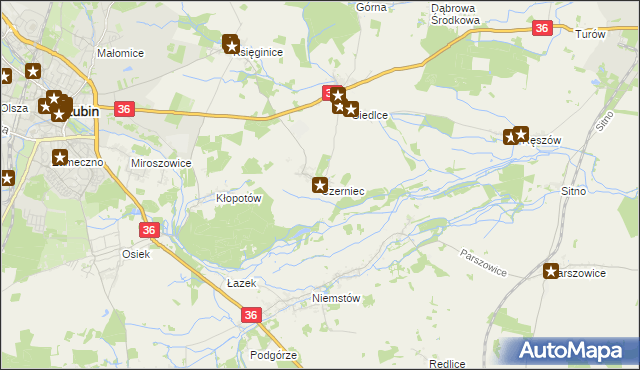 mapa Czerniec gmina Lubin, Czerniec gmina Lubin na mapie Targeo