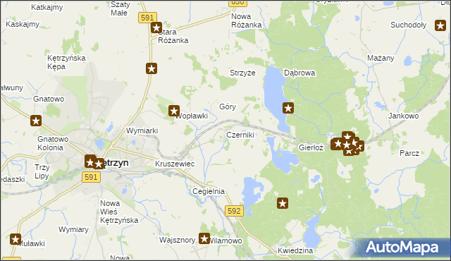 mapa Czerniki gmina Kętrzyn, Czerniki gmina Kętrzyn na mapie Targeo