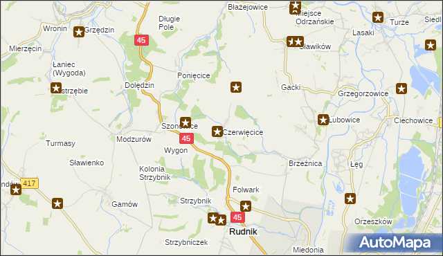 mapa Czerwięcice, Czerwięcice na mapie Targeo