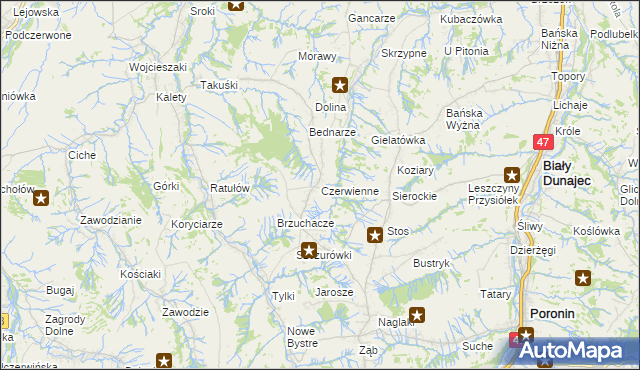 mapa Czerwienne, Czerwienne na mapie Targeo