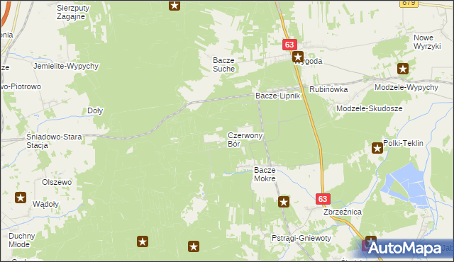 mapa Czerwony Bór gmina Zambrów, Czerwony Bór gmina Zambrów na mapie Targeo