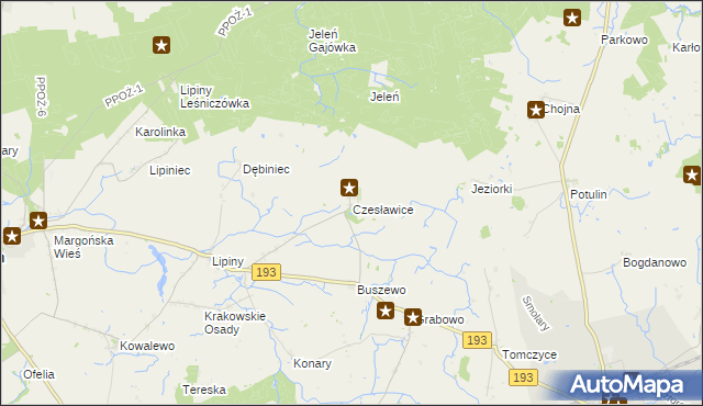 mapa Czesławice gmina Gołańcz, Czesławice gmina Gołańcz na mapie Targeo