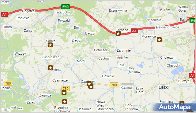 mapa Czułów, Czułów na mapie Targeo