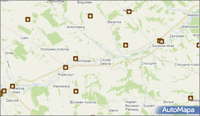 mapa Czysta Dębina, Czysta Dębina na mapie Targeo