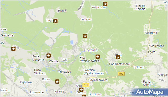 mapa Czyżówka gmina Trzebinia, Czyżówka gmina Trzebinia na mapie Targeo