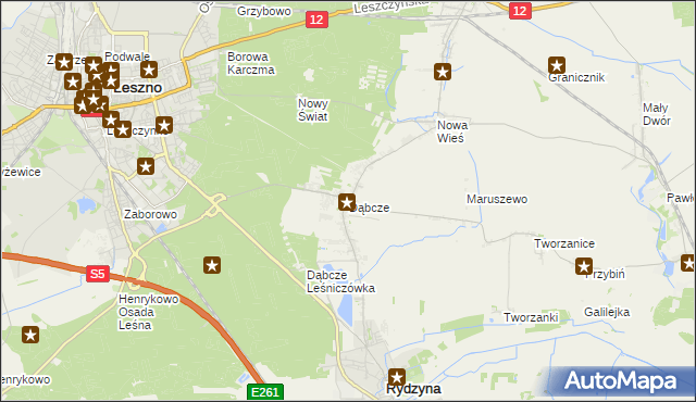 mapa Dąbcze, Dąbcze na mapie Targeo