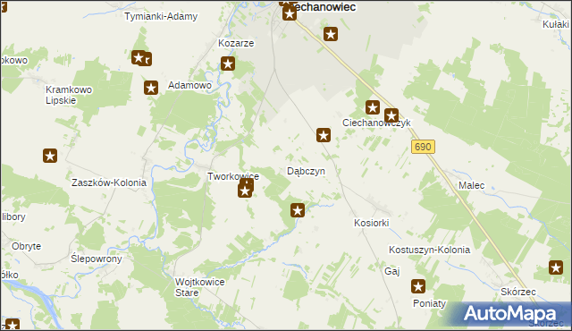 mapa Dąbczyn, Dąbczyn na mapie Targeo