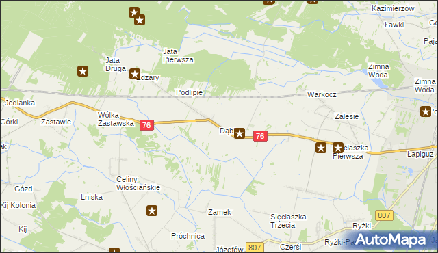 mapa Dąbie gmina Łuków, Dąbie gmina Łuków na mapie Targeo