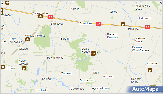 mapa Dąbie Poduchowne, Dąbie Poduchowne na mapie Targeo
