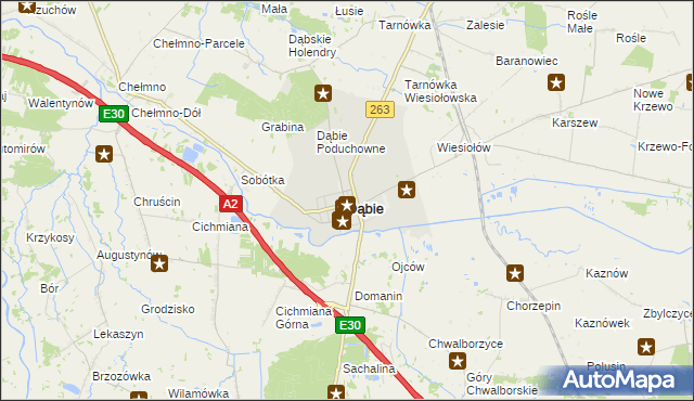 mapa Dąbie powiat kolski, Dąbie powiat kolski na mapie Targeo