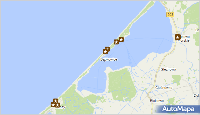 mapa Dąbkowice gmina Darłowo, Dąbkowice gmina Darłowo na mapie Targeo