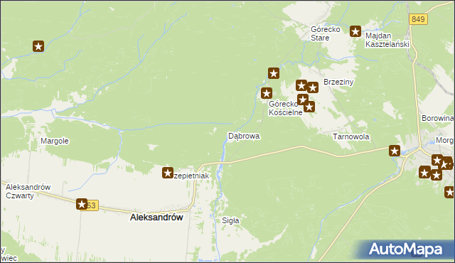 mapa Dąbrowa gmina Aleksandrów, Dąbrowa gmina Aleksandrów na mapie Targeo