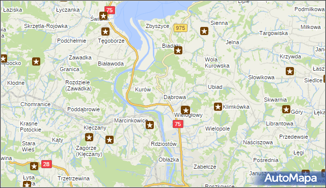 mapa Dąbrowa gmina Chełmiec, Dąbrowa gmina Chełmiec na mapie Targeo