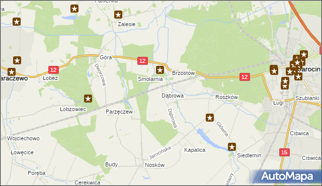 mapa Dąbrowa gmina Jarocin, Dąbrowa gmina Jarocin na mapie Targeo