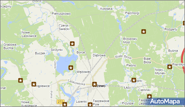 mapa Dąbrowa gmina Jeżewo, Dąbrowa gmina Jeżewo na mapie Targeo