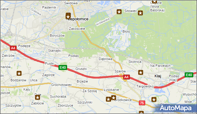 mapa Dąbrowa gmina Kłaj, Dąbrowa gmina Kłaj na mapie Targeo