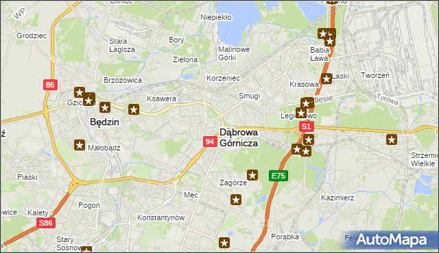 mapa Dąbrowa Górnicza, Dąbrowa Górnicza na mapie Targeo