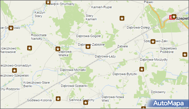 mapa Dąbrowa-Łazy gmina Szepietowo, Dąbrowa-Łazy gmina Szepietowo na mapie Targeo