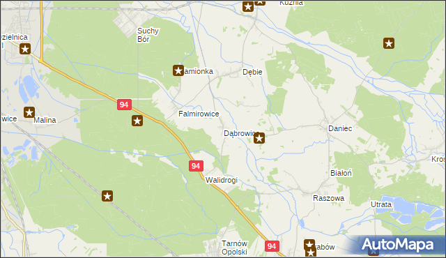 mapa Dąbrowice gmina Chrząstowice, Dąbrowice gmina Chrząstowice na mapie Targeo