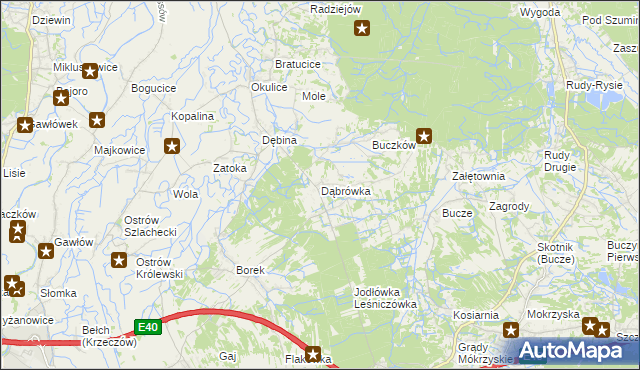 mapa Dąbrówka gmina Rzezawa, Dąbrówka gmina Rzezawa na mapie Targeo