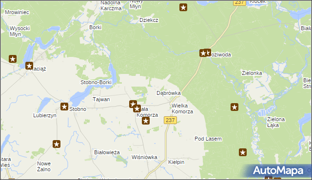 mapa Dąbrówka gmina Tuchola, Dąbrówka gmina Tuchola na mapie Targeo