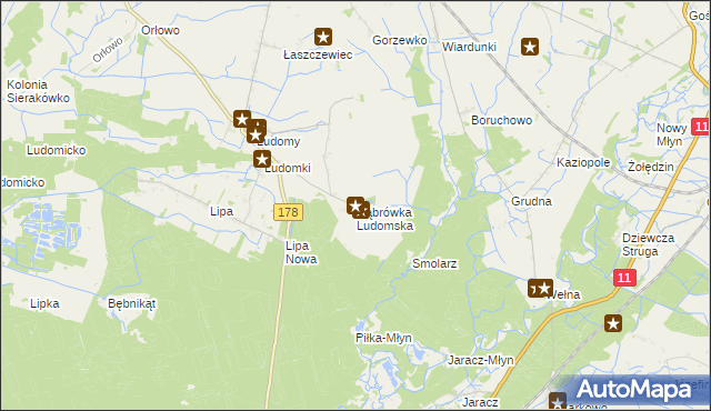 mapa Dąbrówka Ludomska, Dąbrówka Ludomska na mapie Targeo