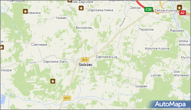 mapa Dąbrówka-Ług, Dąbrówka-Ług na mapie Targeo