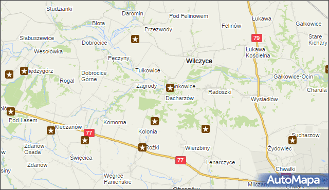 mapa Dacharzów, Dacharzów na mapie Targeo