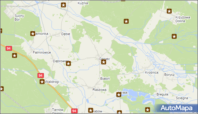 mapa Daniec, Daniec na mapie Targeo