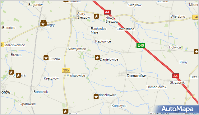 mapa Danielowice, Danielowice na mapie Targeo