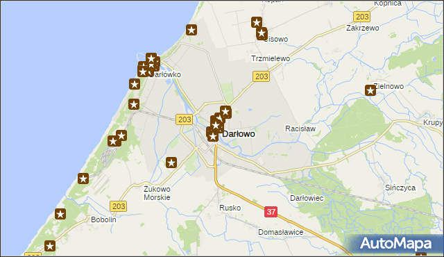 mapa Darłowo, Darłowo na mapie Targeo