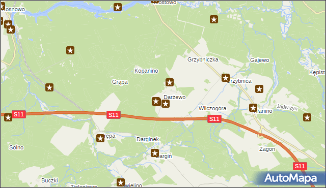 mapa Darżewo gmina Bobolice, Darżewo gmina Bobolice na mapie Targeo