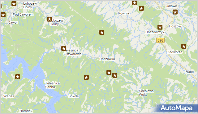 mapa Daszówka gmina Ustrzyki Dolne, Daszówka gmina Ustrzyki Dolne na mapie Targeo