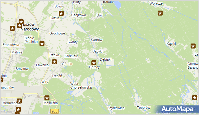 mapa Dębiaki, Dębiaki na mapie Targeo