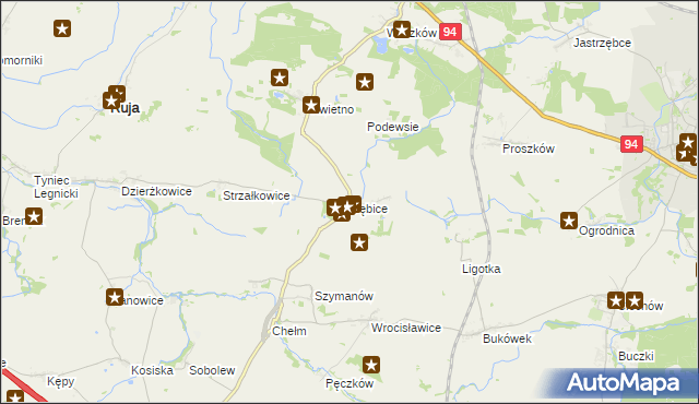 mapa Dębice gmina Malczyce, Dębice gmina Malczyce na mapie Targeo