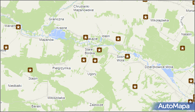 mapa Dębina gmina Dzierzkowice, Dębina gmina Dzierzkowice na mapie Targeo