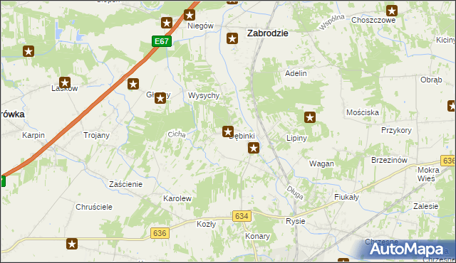 mapa Dębinki gmina Zabrodzie, Dębinki gmina Zabrodzie na mapie Targeo