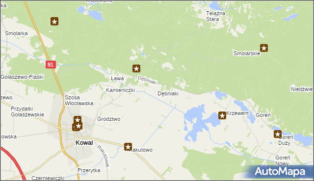 mapa Dębniaki gmina Kowal, Dębniaki gmina Kowal na mapie Targeo