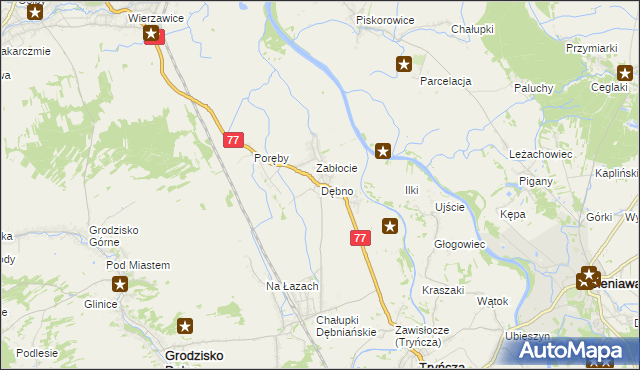 mapa Dębno gmina Leżajsk, Dębno gmina Leżajsk na mapie Targeo