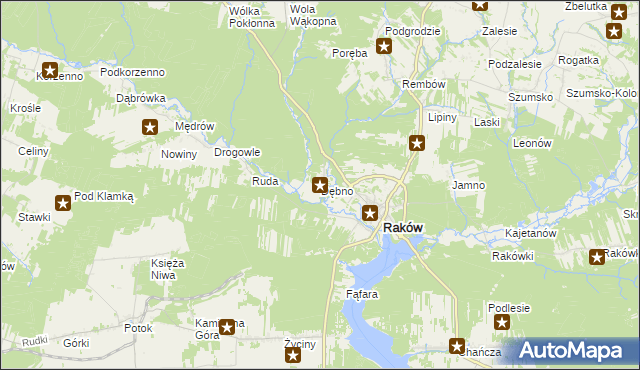 mapa Dębno gmina Raków, Dębno gmina Raków na mapie Targeo