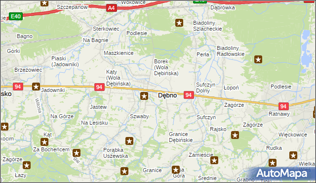 mapa Dębno powiat brzeski, Dębno powiat brzeski na mapie Targeo