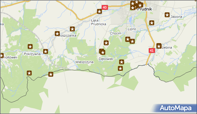 mapa Dębowiec gmina Prudnik, Dębowiec gmina Prudnik na mapie Targeo