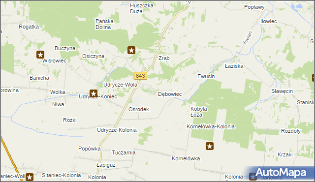 mapa Dębowiec gmina Skierbieszów, Dębowiec gmina Skierbieszów na mapie Targeo