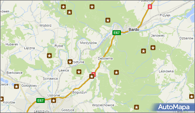 mapa Dębowina, Dębowina na mapie Targeo