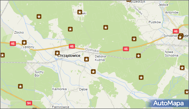 mapa Dębska Kuźnia, Dębska Kuźnia na mapie Targeo